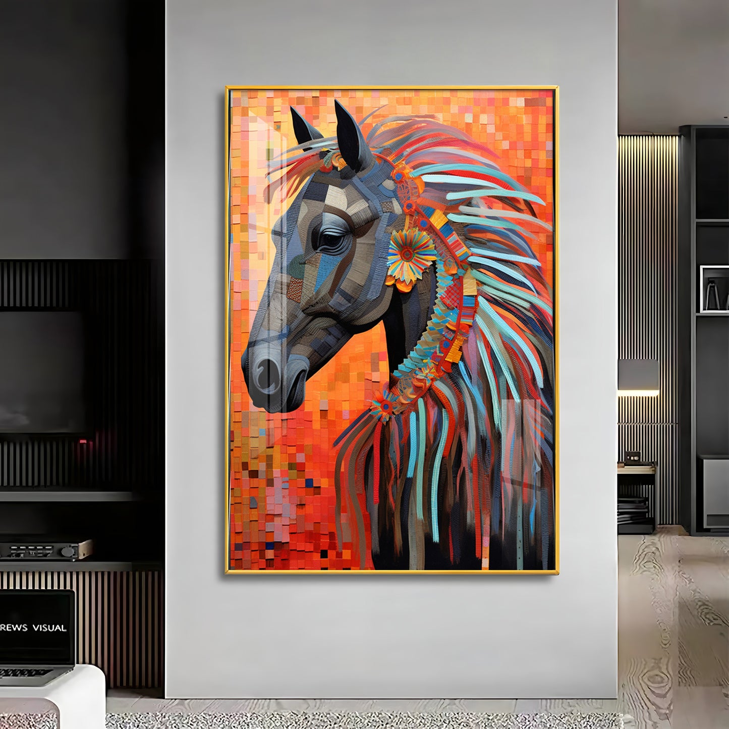 Multicolor Horse Premium Acrylic Vertical Wall Art