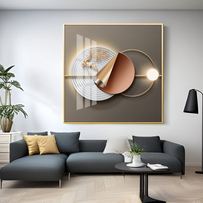 Gold Deer Modern Premium Acrylic Square Wall Art