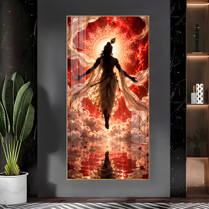 Divine Krishna Cosmic Aura Premium Acrylic Vertical Wall Art