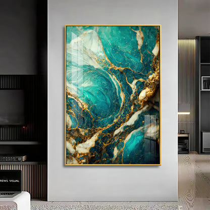 Golden Vein Elegance Premium Acrylic Vertical Wall Art