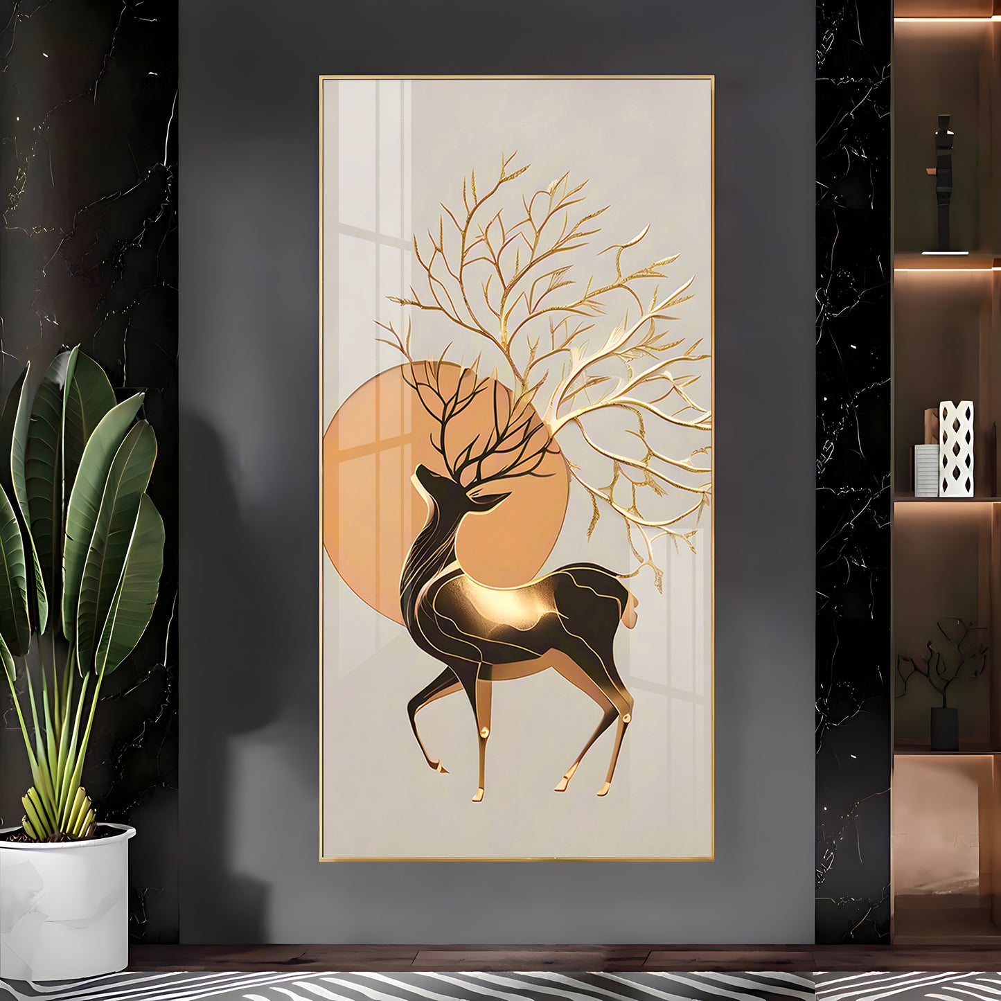 Deer With White Background Premium Acrylic Vertical Wall Art