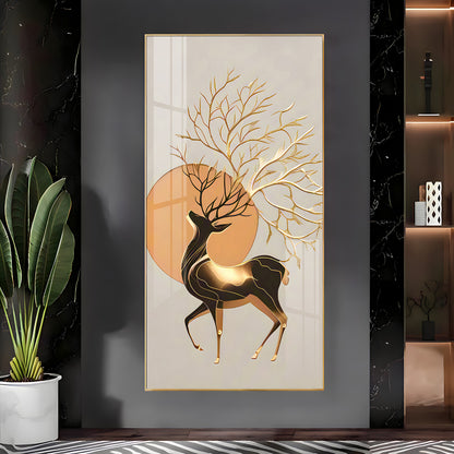 Deer With White Background Premium Acrylic Vertical Wall Art