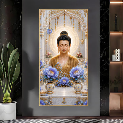 Golden Buddha Meditating Premium Acrylic Vertical Wall Art