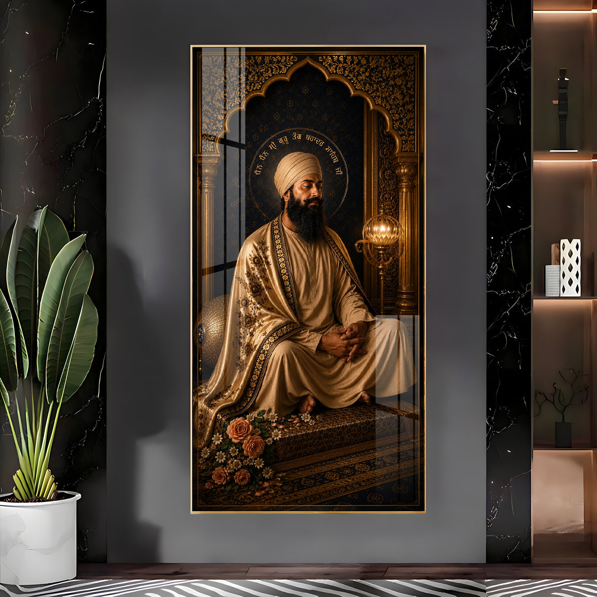 Guru Tegh Bahadur Ji Meditating Premium Acrylic Vertical Wall Art