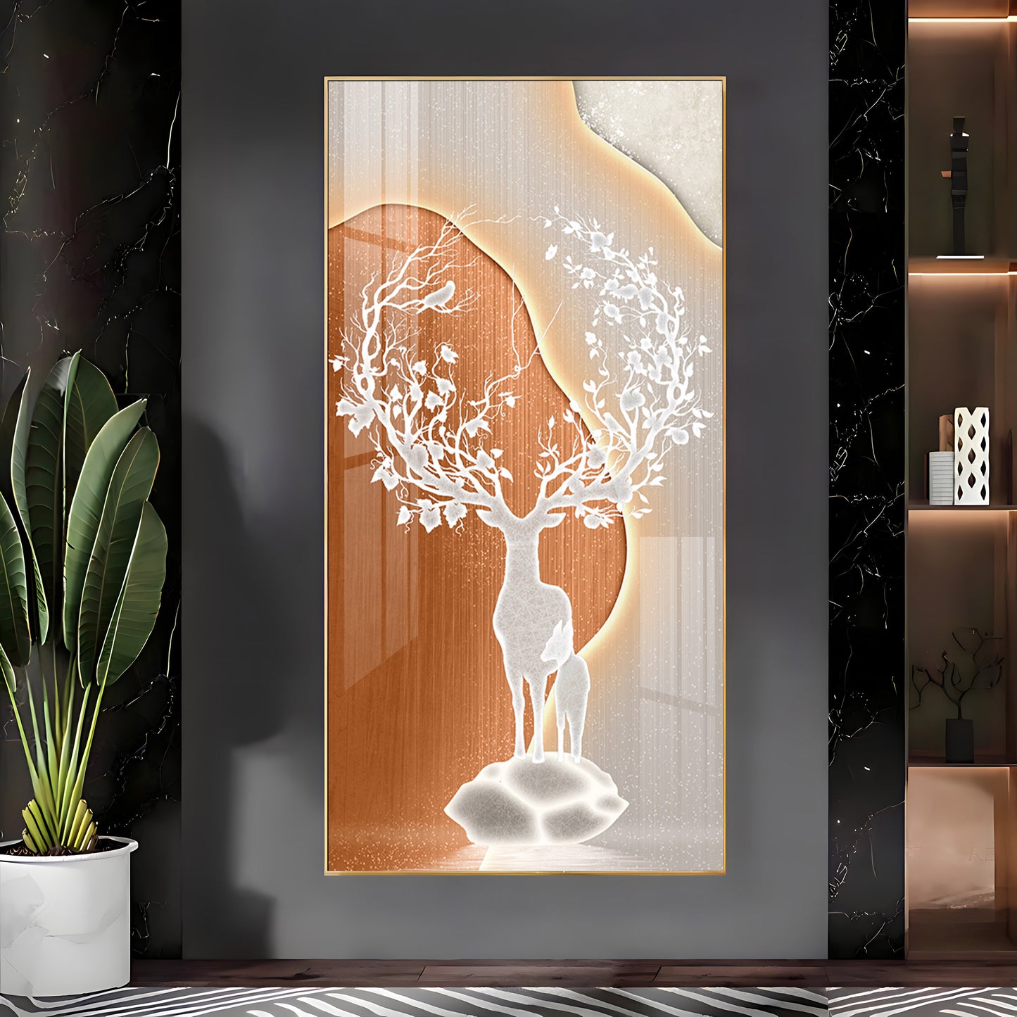 Modern White Deer Premium Acrylic Vertical Wall Art