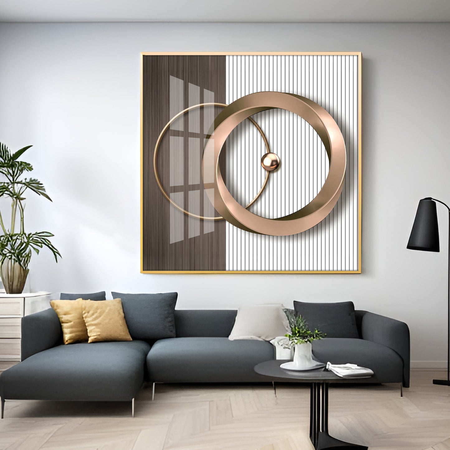 Modern Gold Geometric Premium Acrylic Square Wall Art