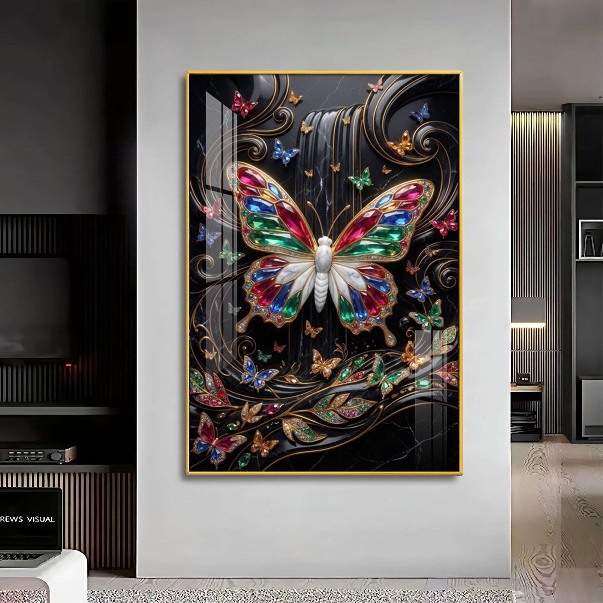 Colourful Butterflies Premium Acrylic Vertical Wall Art