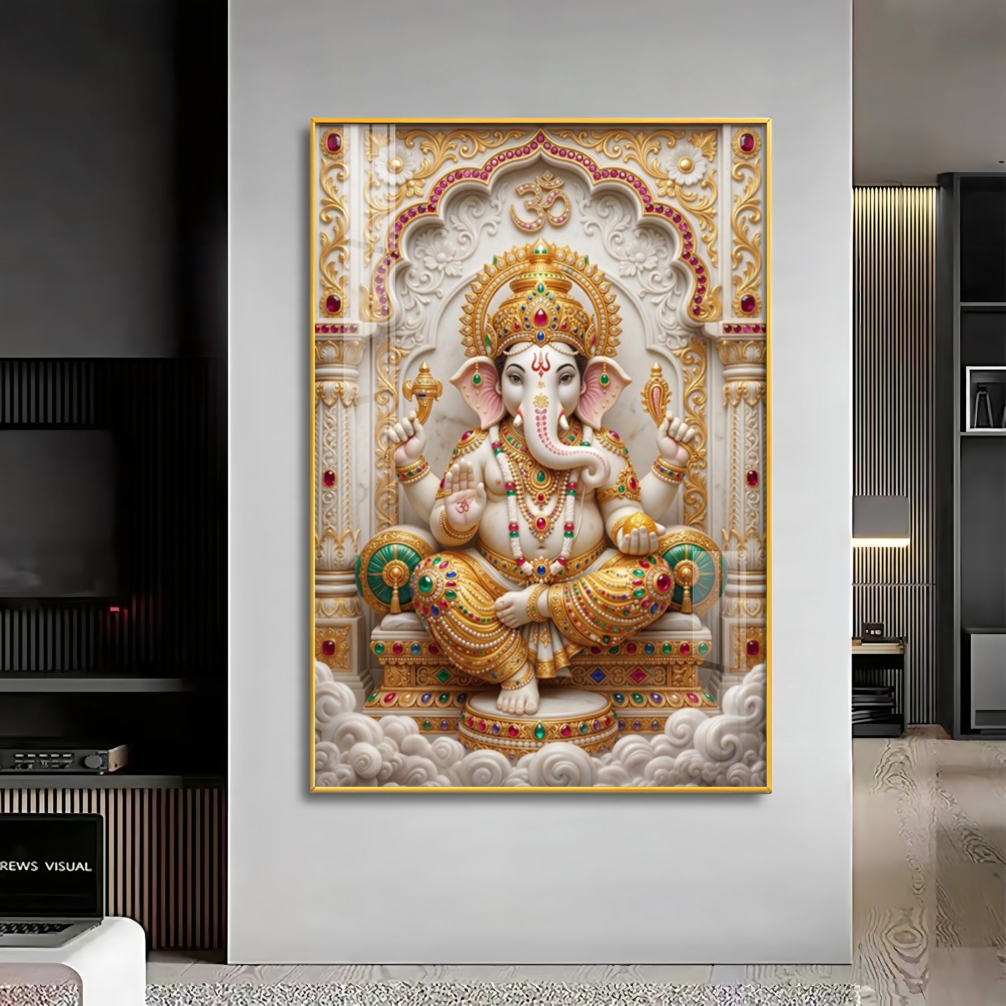 Hindu Deity Of Wisdom Ganesh ji Premium Acrylic Vertical Wall Art