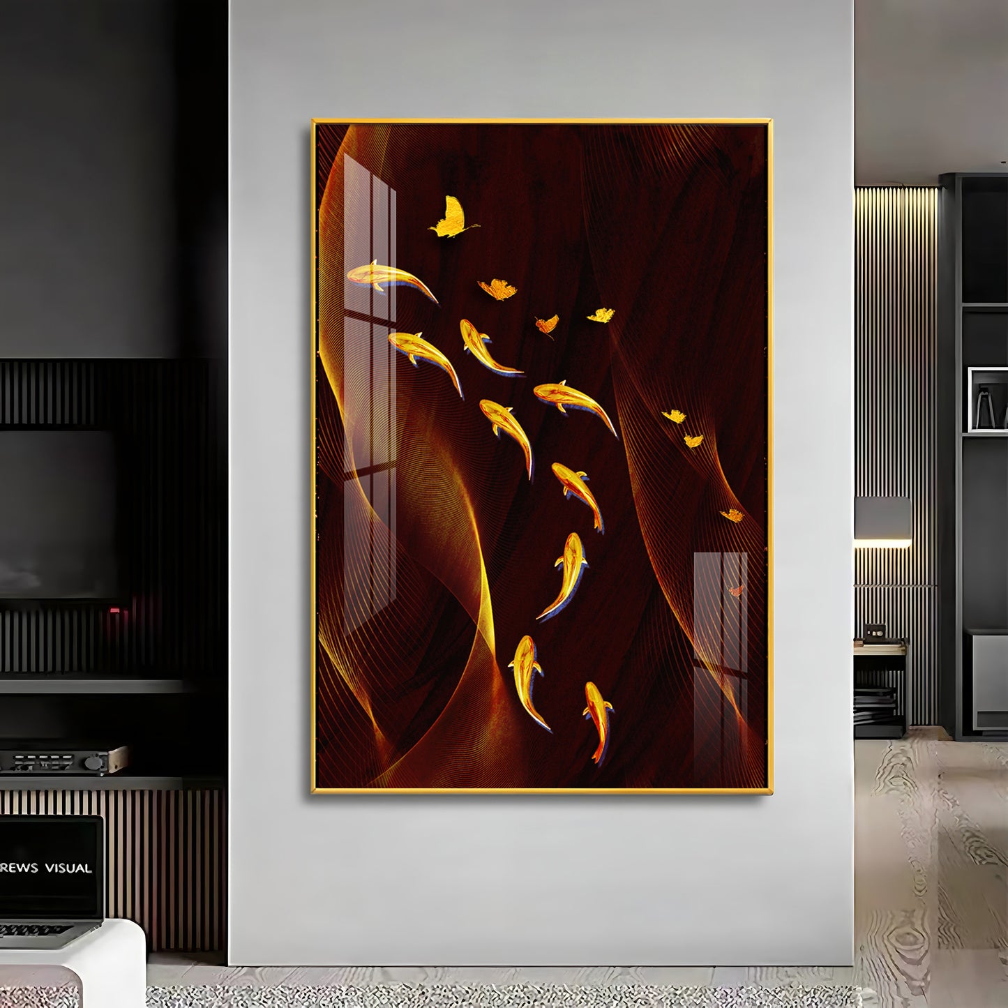 Fish Flow Circle Premium Acrylic Vertical Wall Art