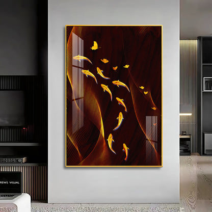 Fish Flow Circle Premium Acrylic Vertical Wall Art