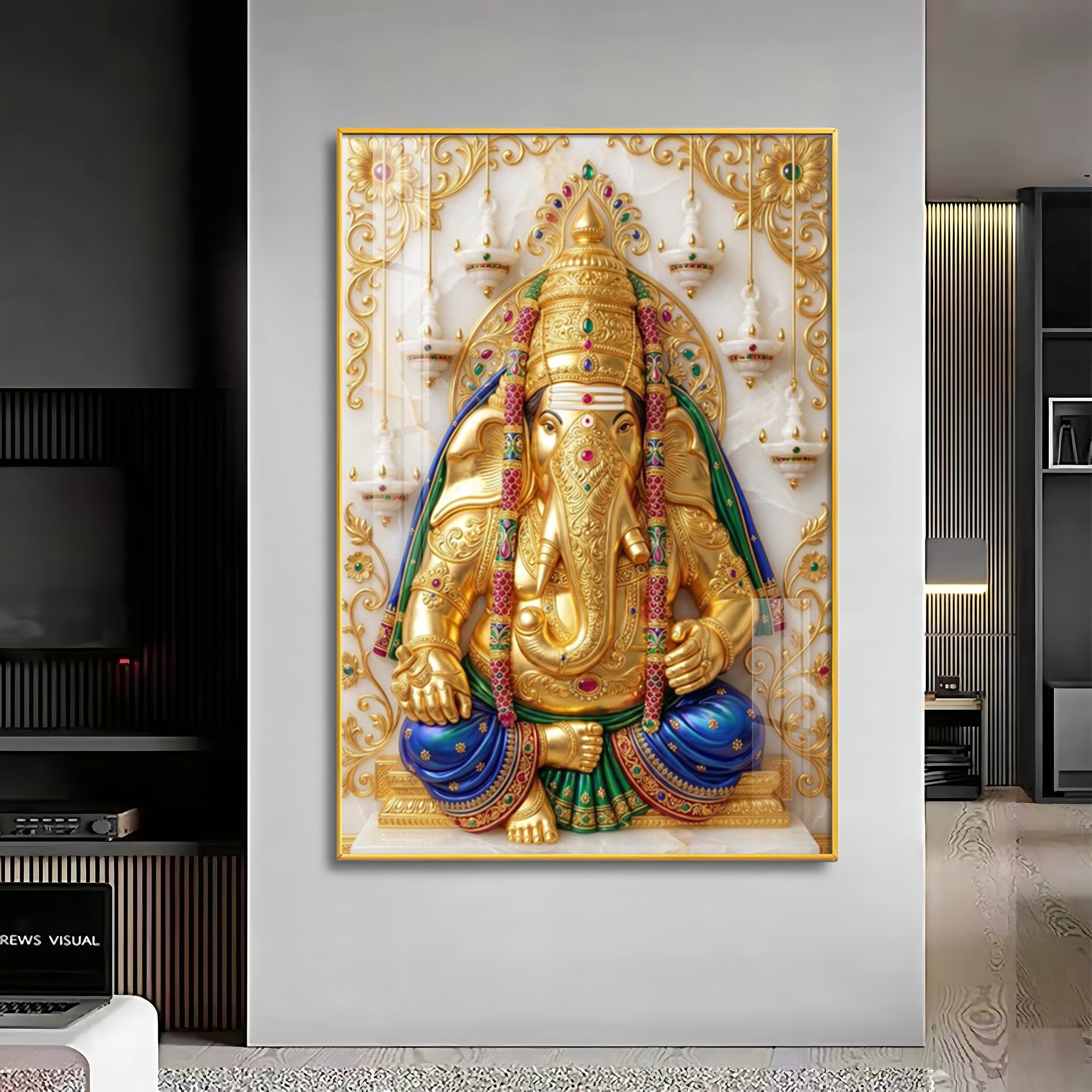 Pillayarpatti Karpaga Vinayagar Premium Acrylic Vertical Wall Art