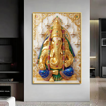 Pillayarpatti Karpaga Vinayagar Premium Acrylic Vertical Wall Art