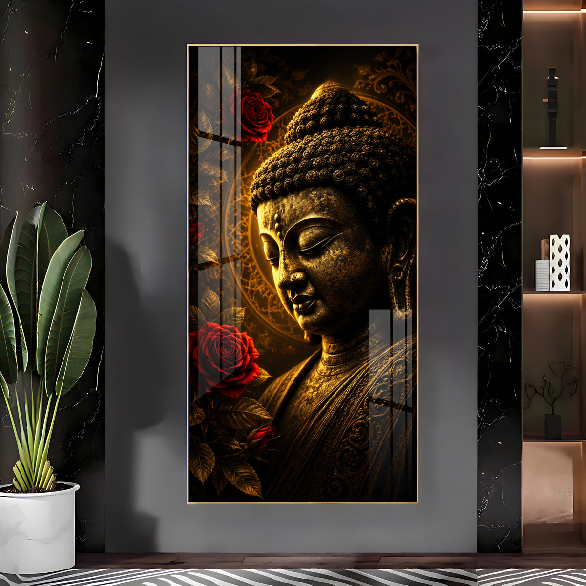 Beautiful Divine Buddha Premium Acrylic Vertical Wall Art