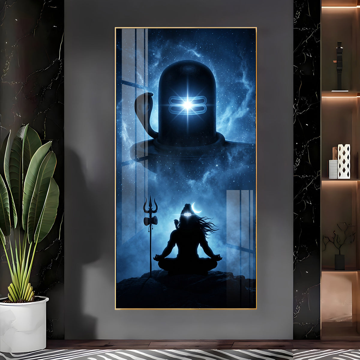 Mahadev in Deep Meditation Premium Acrylic Vertical Wall Art