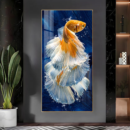 Golden Fish Premium Acrylic Vertical Wall Art