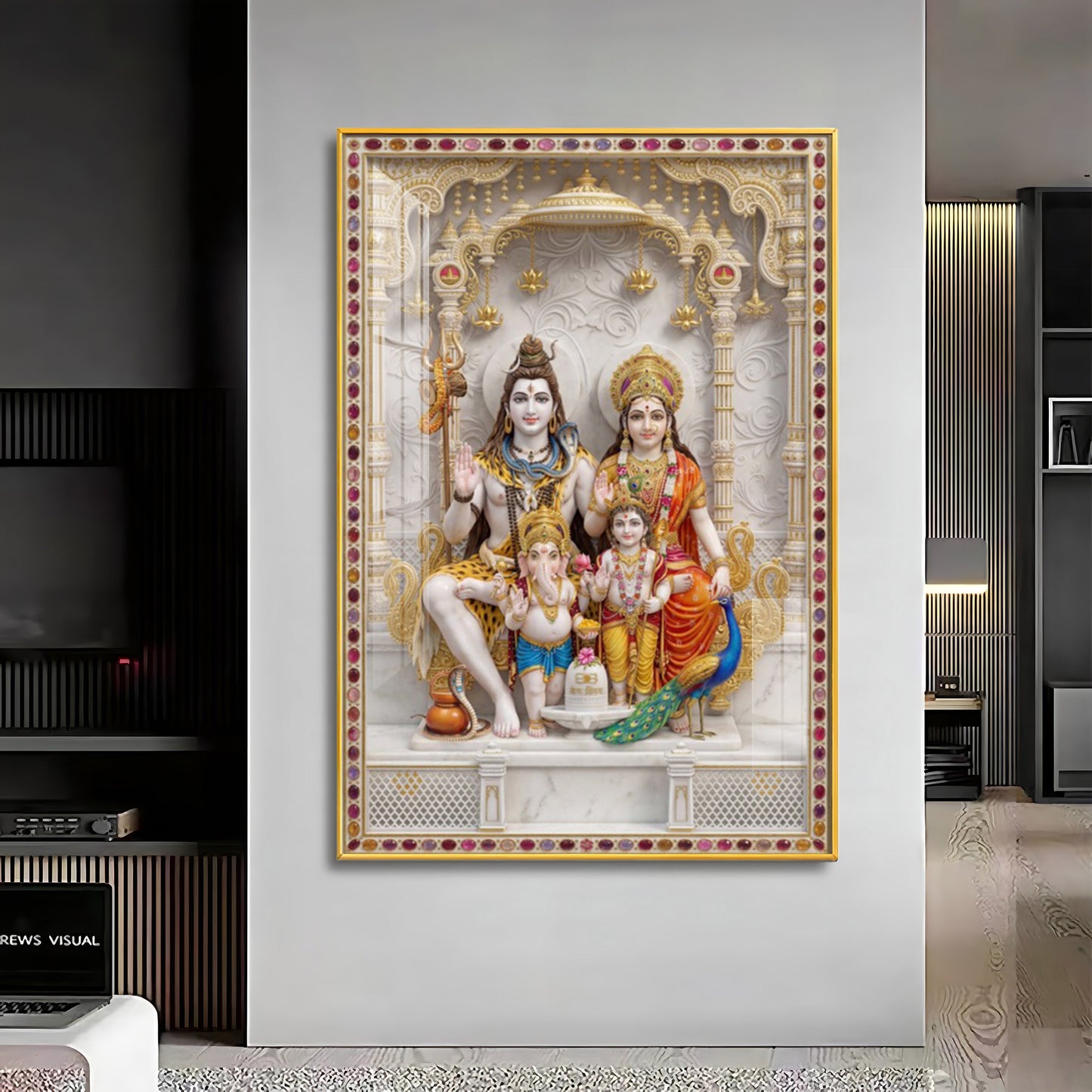 Divine Wisdom Shiv Parivar Premium Acrylic Vertical Wall Art