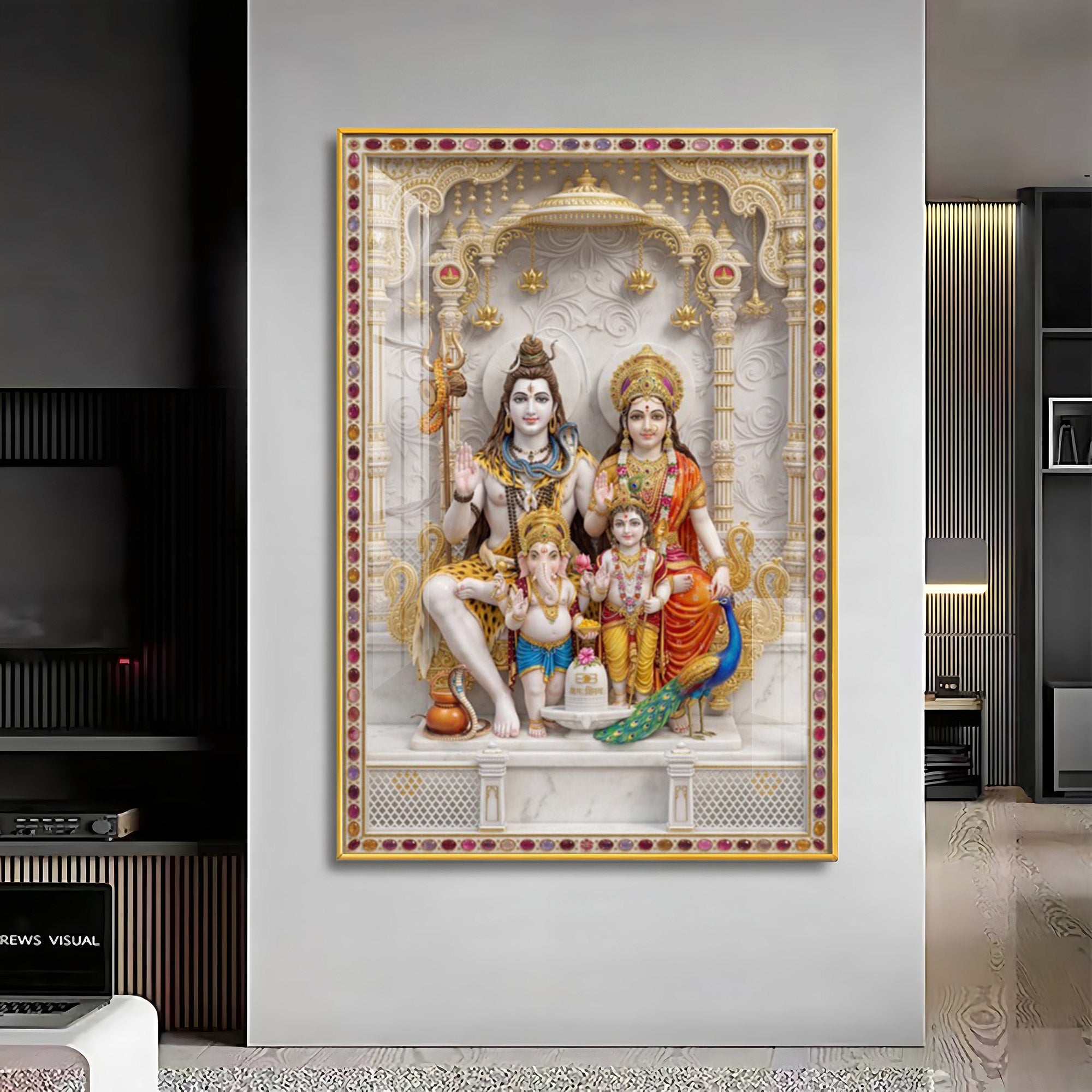 Divine Wisdom Shiv Parivar Premium Acrylic Vertical Wall Art
