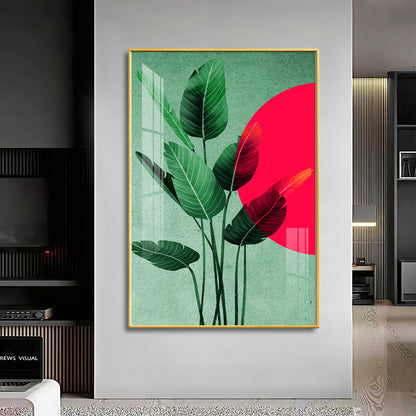Green Leaf Premium Acrylic Vertical Wall Art