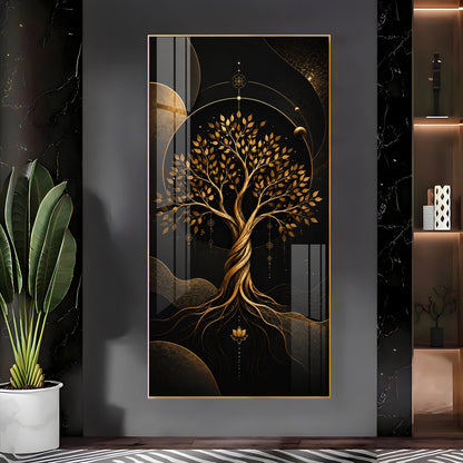 Modern Luxury Gold Tree Premium Acrylic Vertical Wall Art