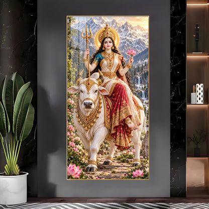 Maa Shailputri Premium Acrylic Vertical Wall Art