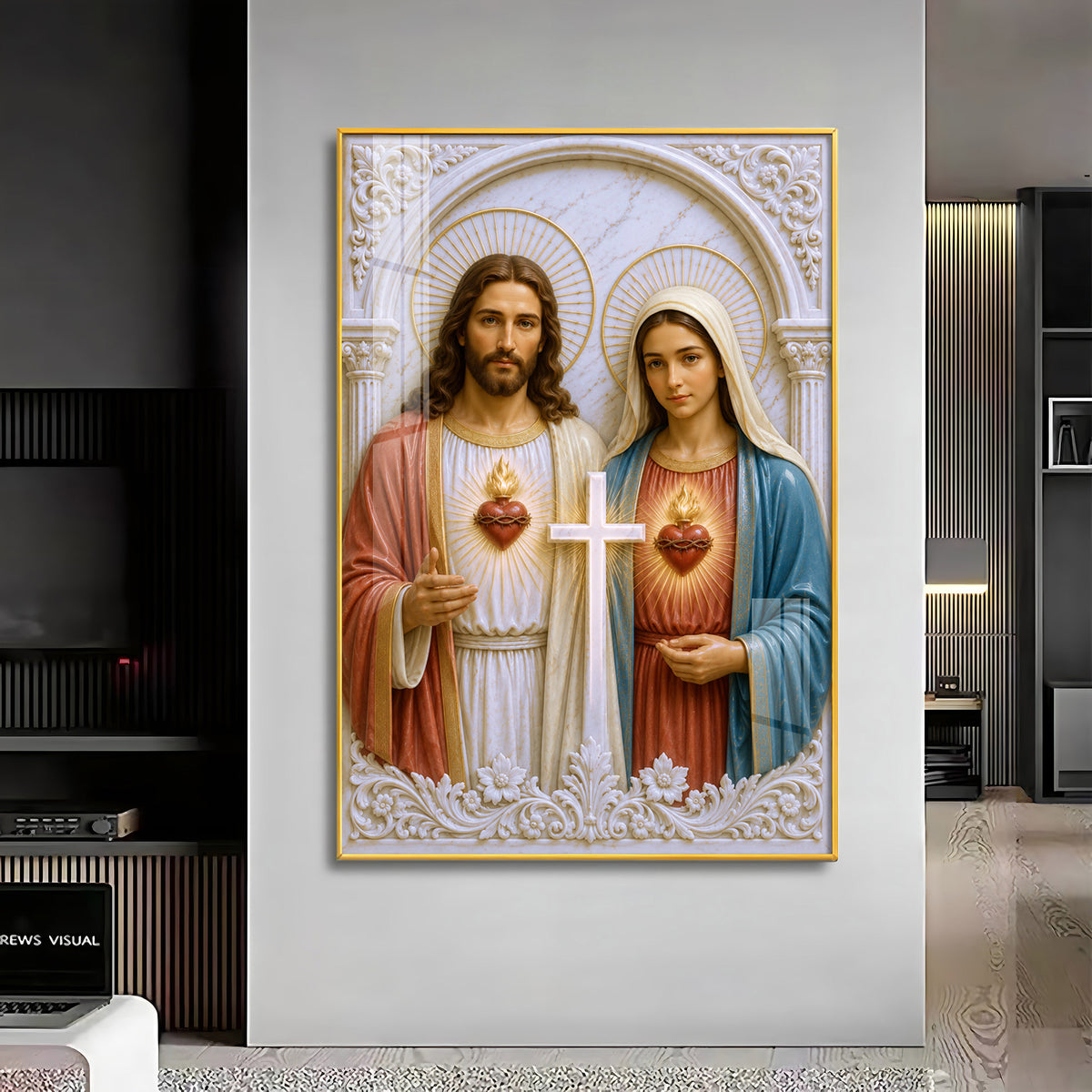 Divine Jesus & Mother Mary Premium Acrylic Vertical Wall Art