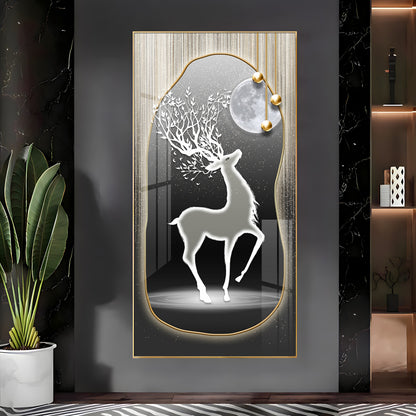 Silver Deer’s Gaze Premium Acrylic Vertical Wall Art