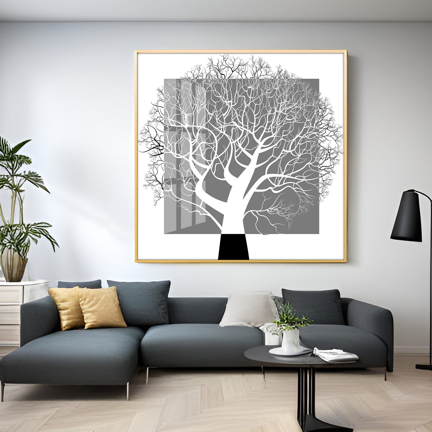Black White Tree Premium Acrylic Square Wall Art