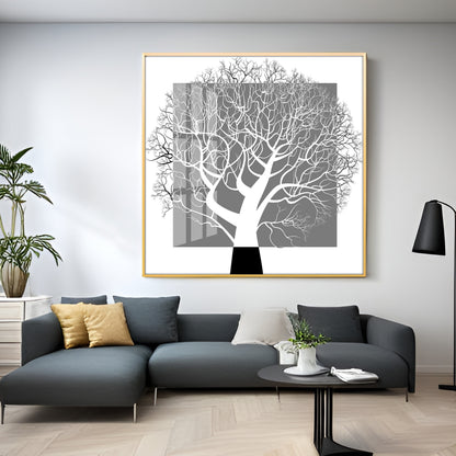 Black White Tree Premium Acrylic Square Wall Art