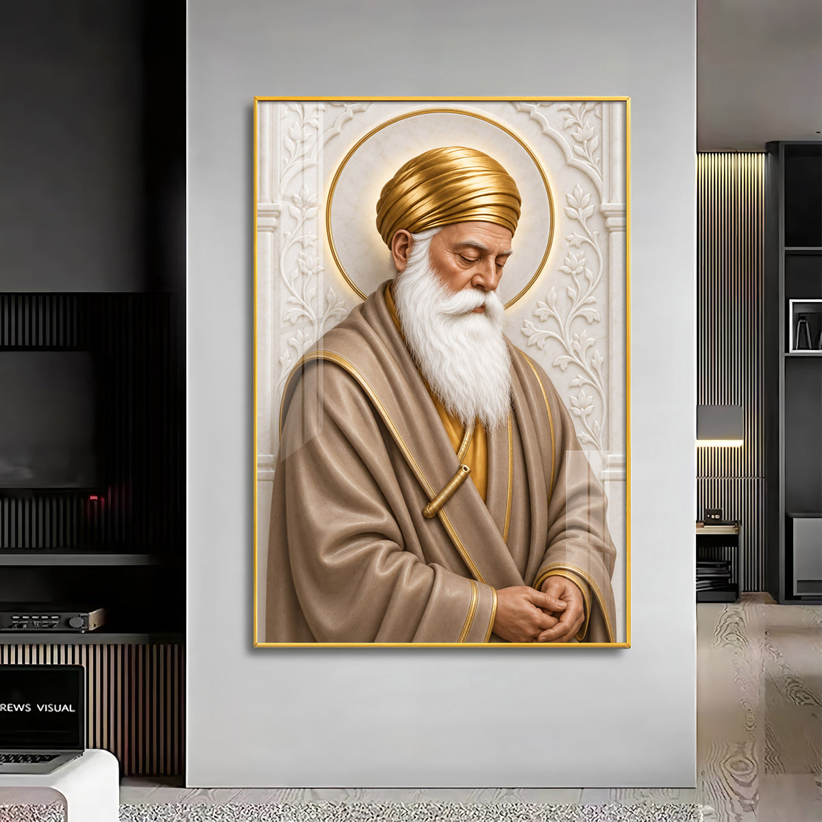 Guru Nanak Devji Meditation Premium Acrylic Vertical Wall Art