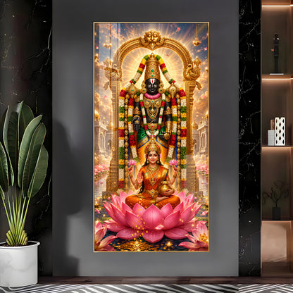 Goddess Lakshmi With Tirupati Balaji Premium Acrylic Vertical Wall Art