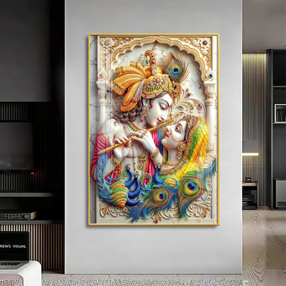 Radha Krishna Eternal Love Premium Acrylic Vertical Wall Art