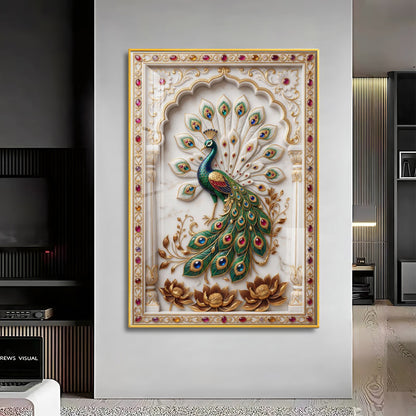 Beautiful Peacock Premium Acrylic Vertical Wall Art