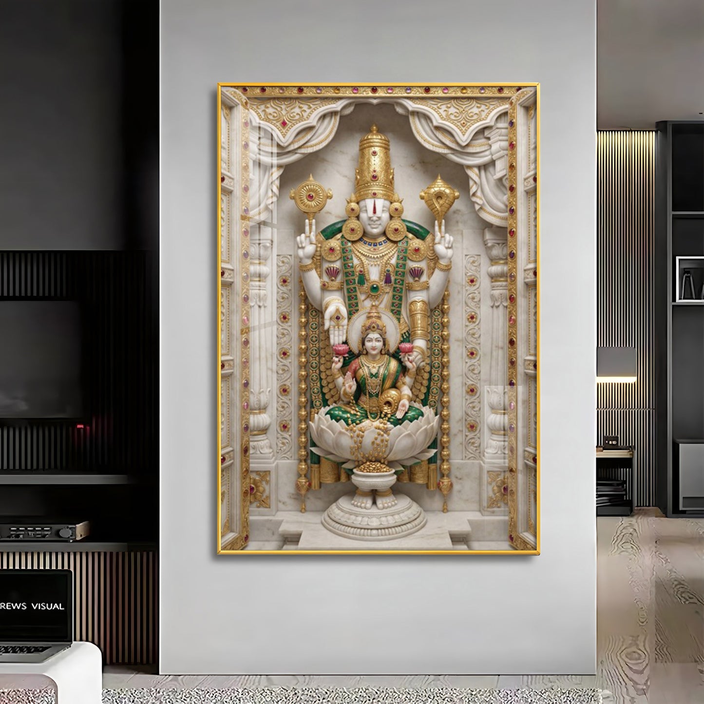 Shree Lakshmi Narayan Bhagwan Premium Acrylic Vertical Wall Art