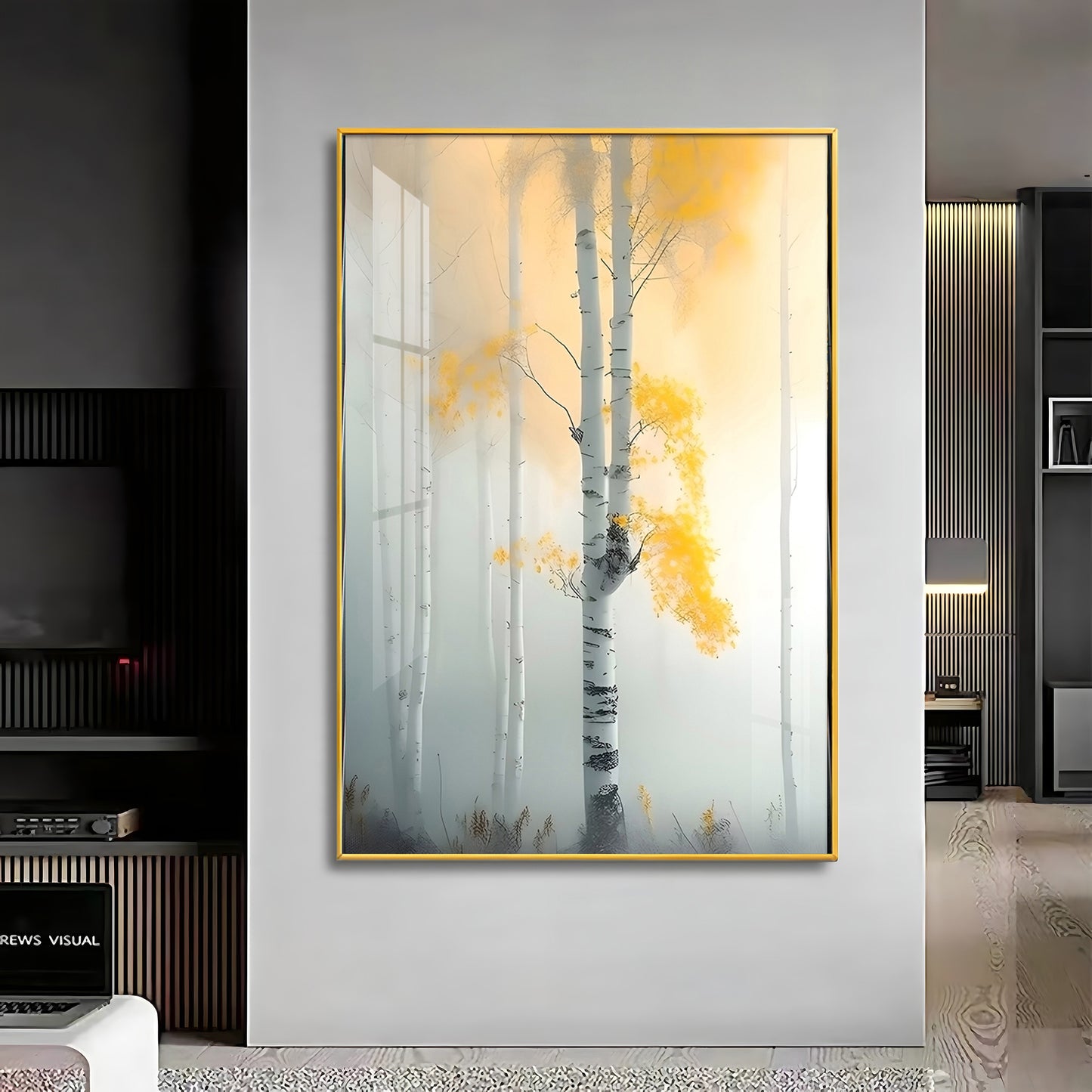 Serene Fogfall Tree Premium Acrylic Vertical Wall Art
