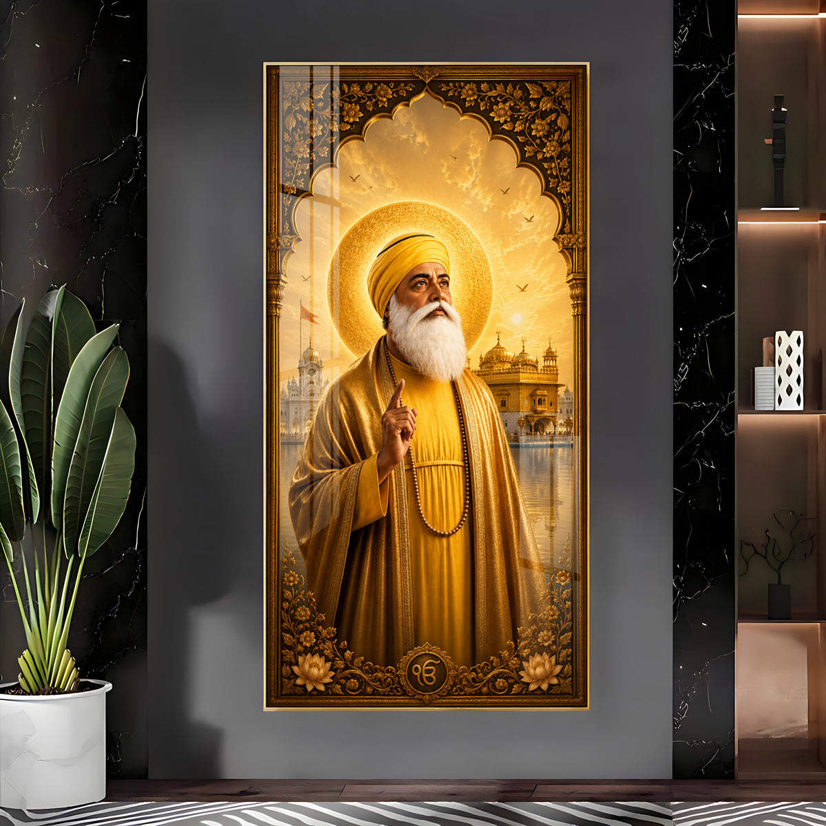 Guru Nanak Dev Ji With Blessing Premium Acrylic Vertical Wall Art
