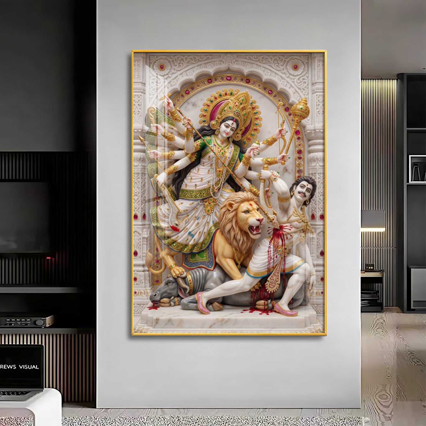 Hindu Maa Goddess Durga Premium Acrylic Vertical Wall Art
