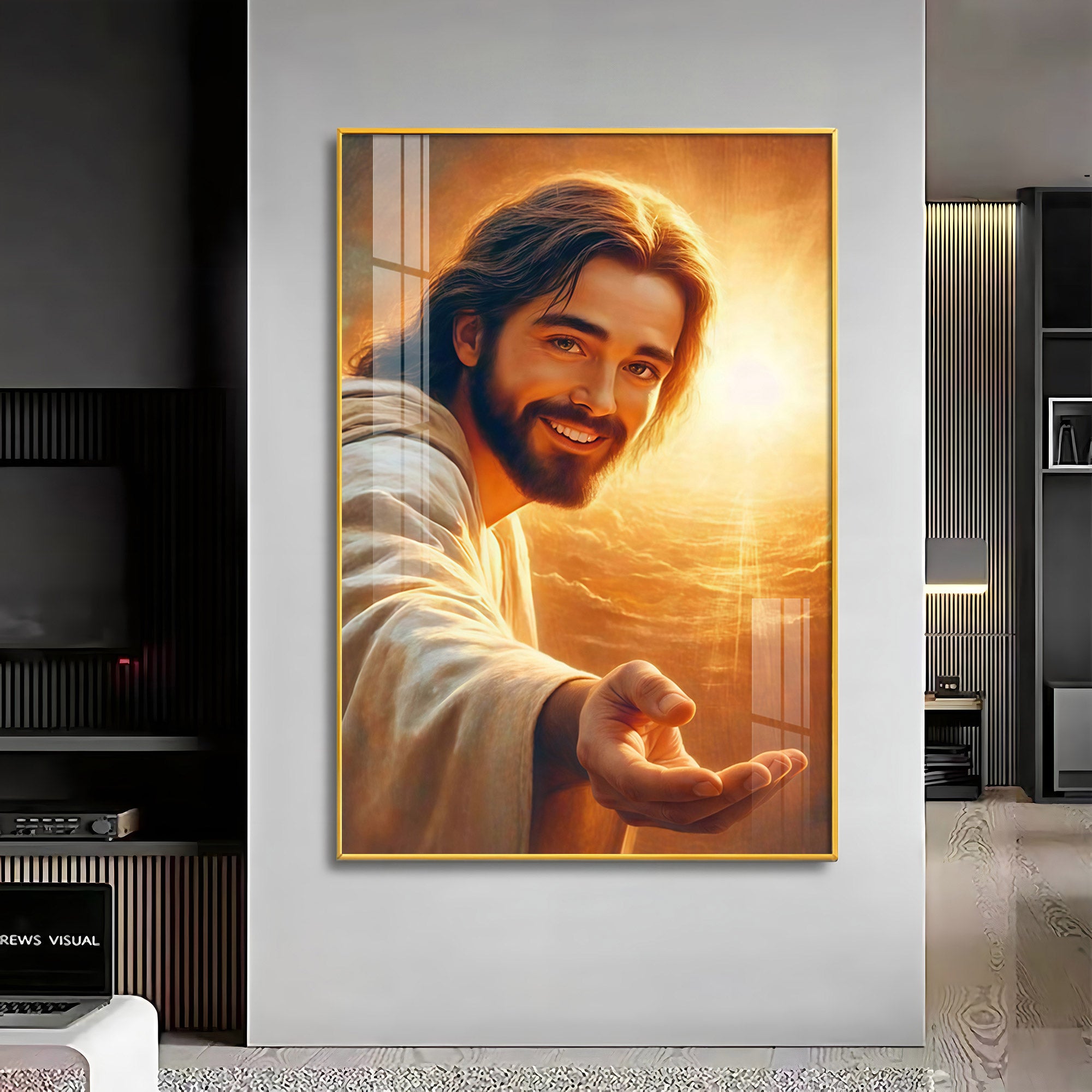 Smiling Jesus Christ Premium Acrylic Vertical Wall Art