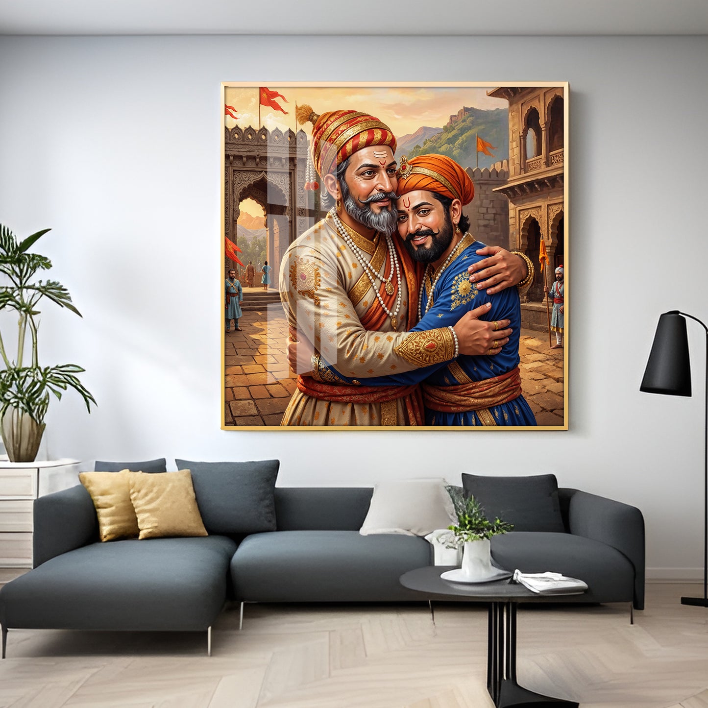 Shivaji Maharaj With Sambhaji Maharaj Premium Acrylic Square Wall Art