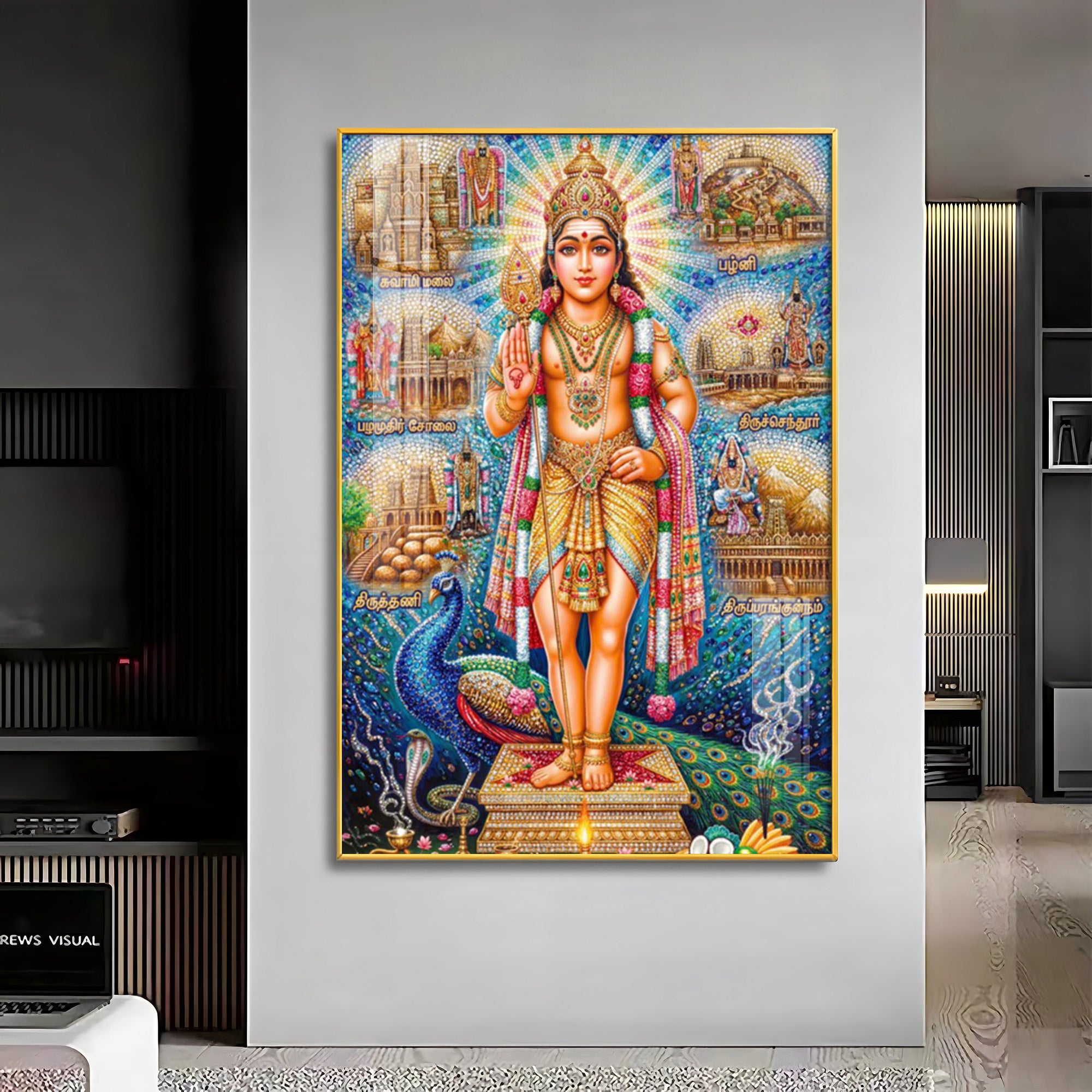 Hindu Lord Kartikeya Premium Acrylic Vertical Wall Art