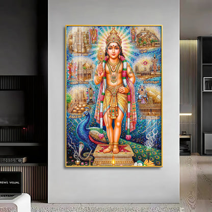 Hindu Lord Kartikeya Premium Acrylic Vertical Wall Art