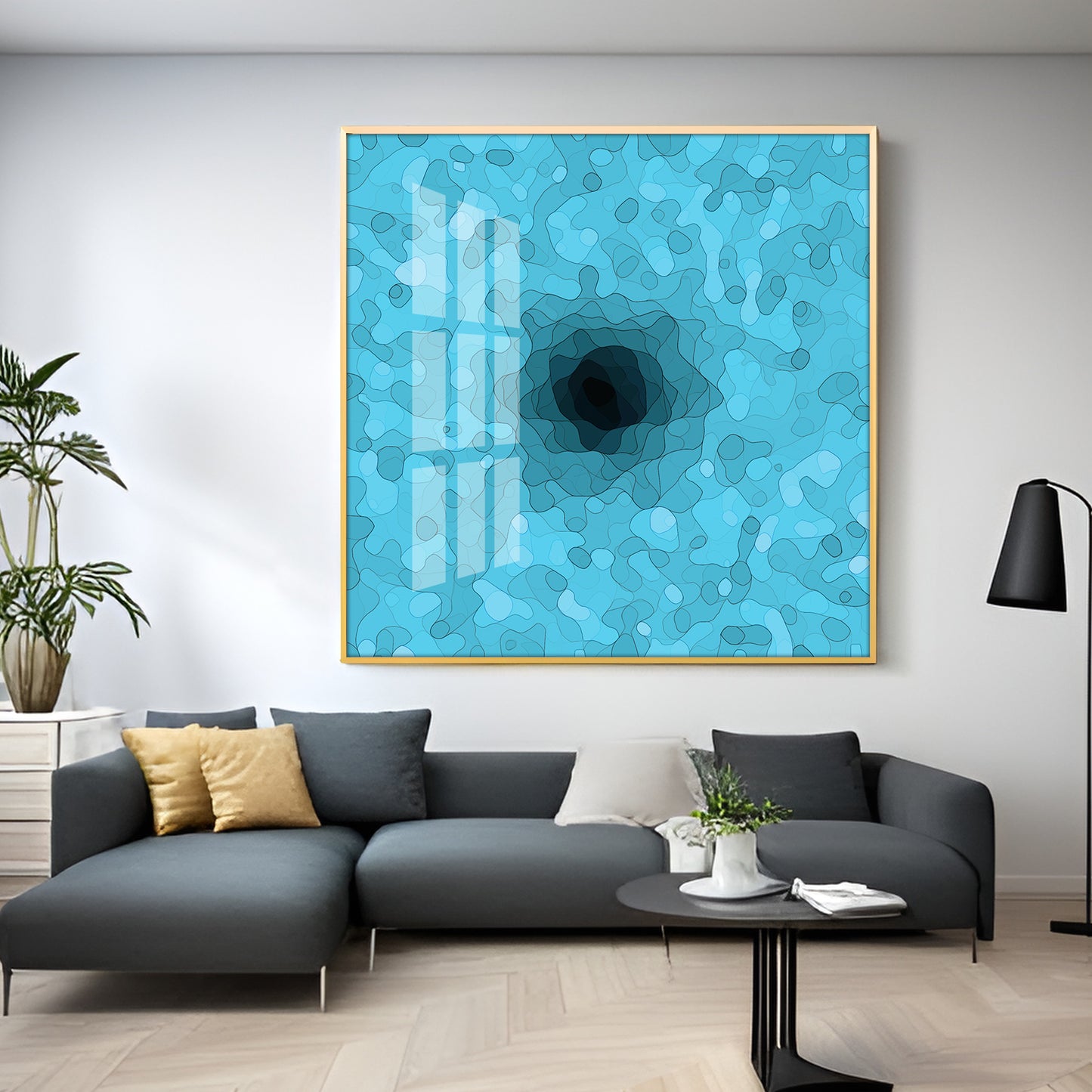 Abstract Blue Colored Design Premium Acrylic Square Wall Art