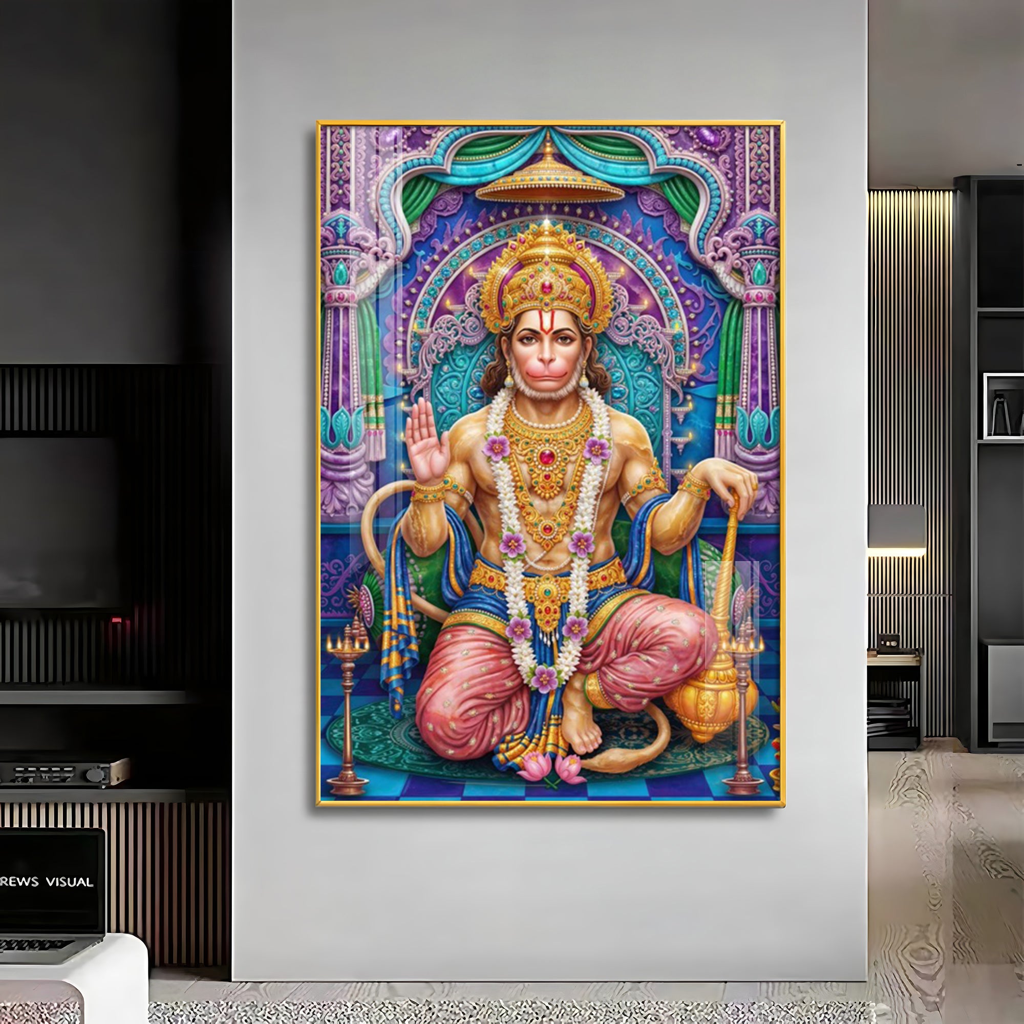 Divine Bajrangbali Premium Acrylic Vertical Wall Art