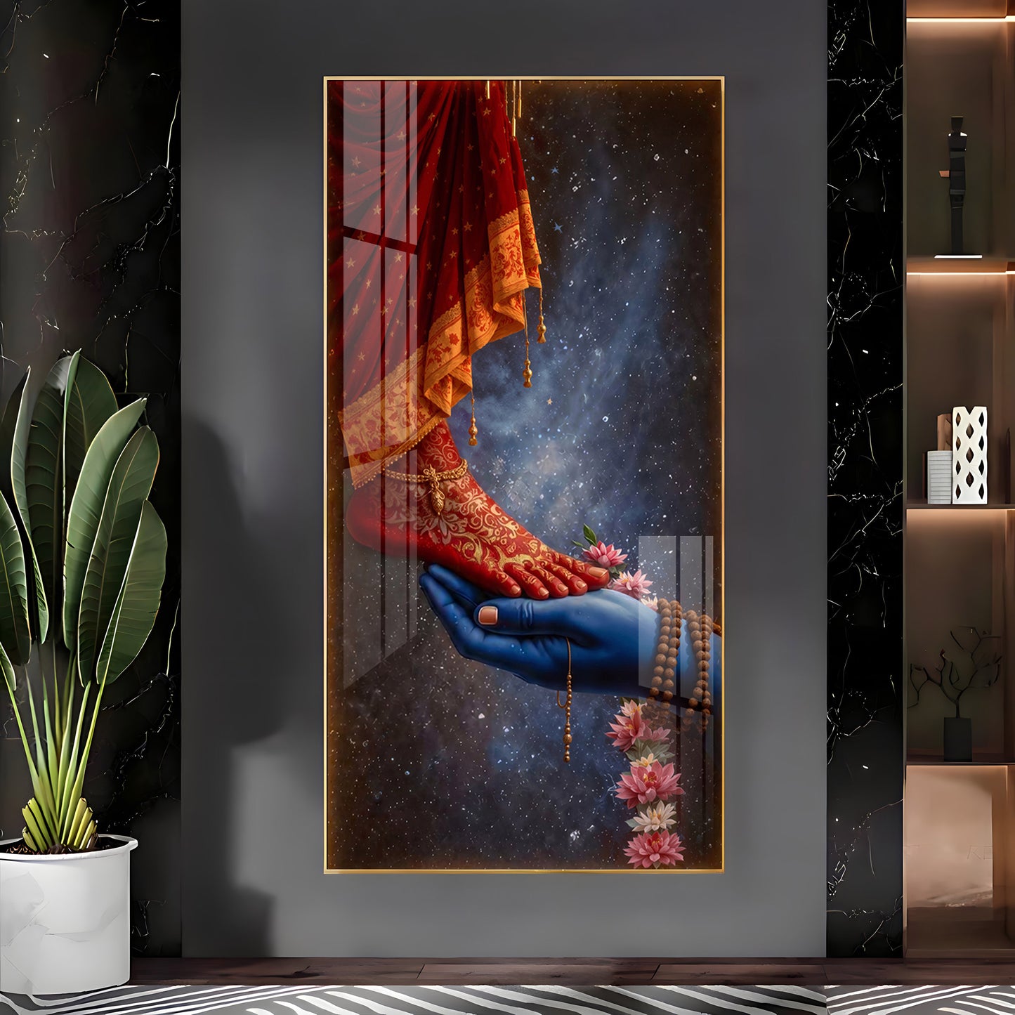 Shiv Ji Hand With Parvati Feet Premium Acrylic Vertical Wall Art