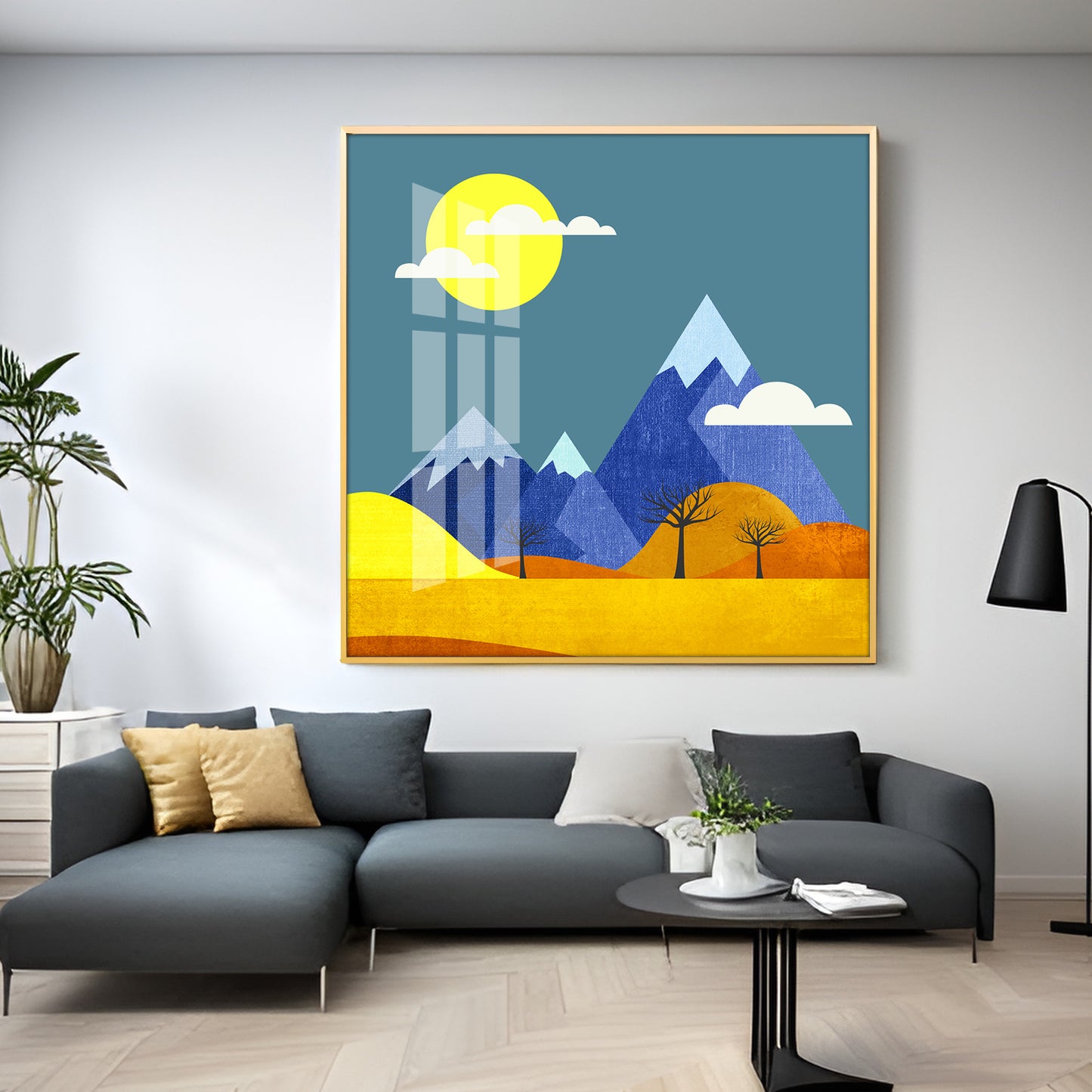 Colorful Flat Illustration Premium Acrylic Square Wall Art