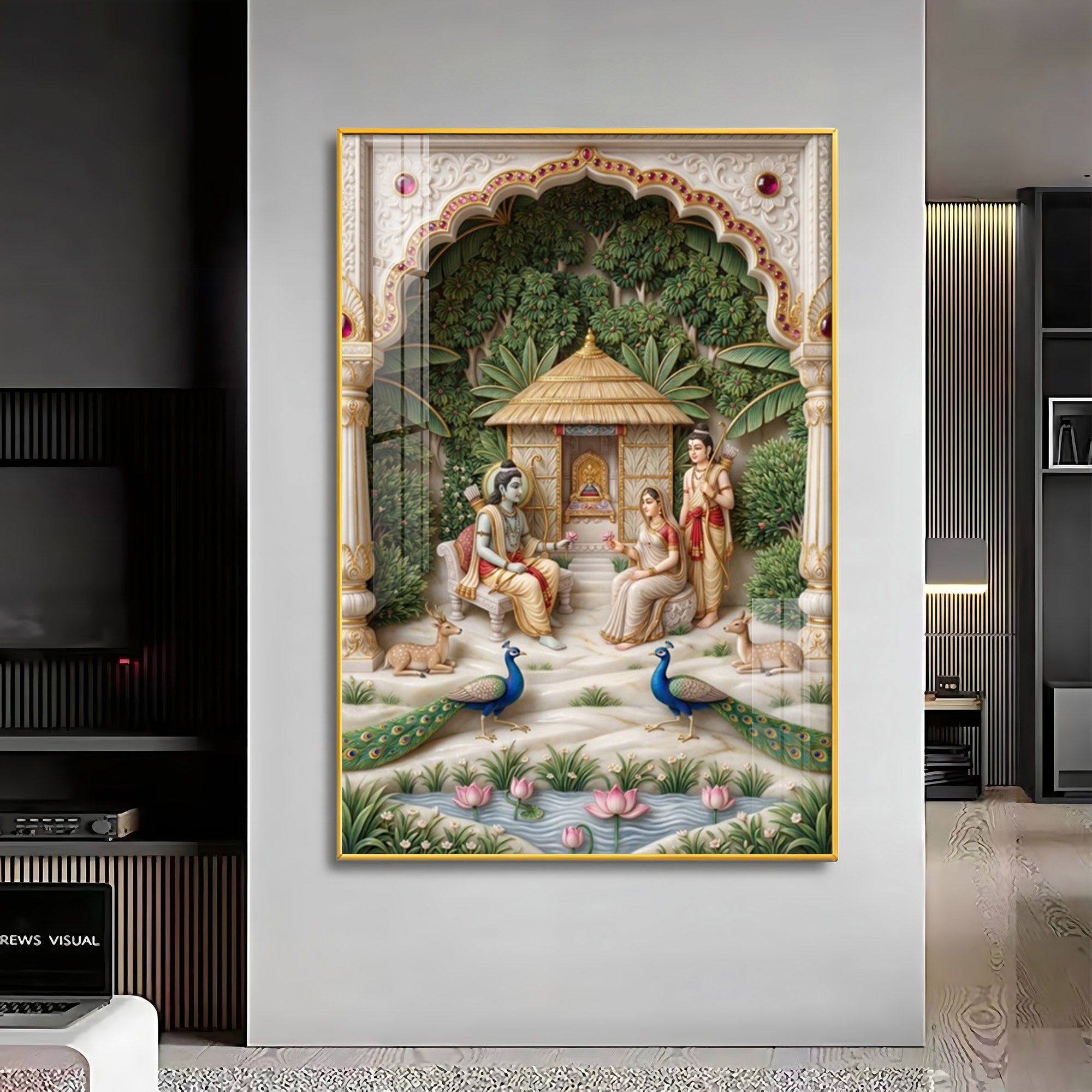 Lord Ram, Devi Sita & Lakshmana Premium Acrylic Vertical Wall Art