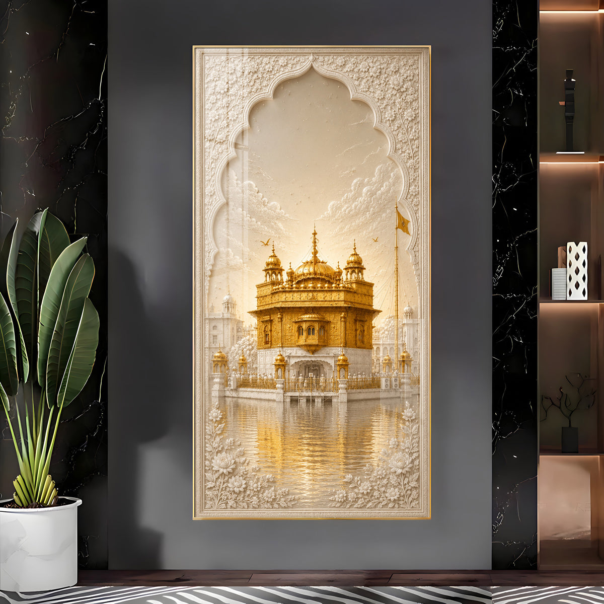 Divine Golden Temple Premium Acrylic Vertical Wall Art