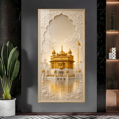Divine Golden Temple Premium Acrylic Vertical Wall Art