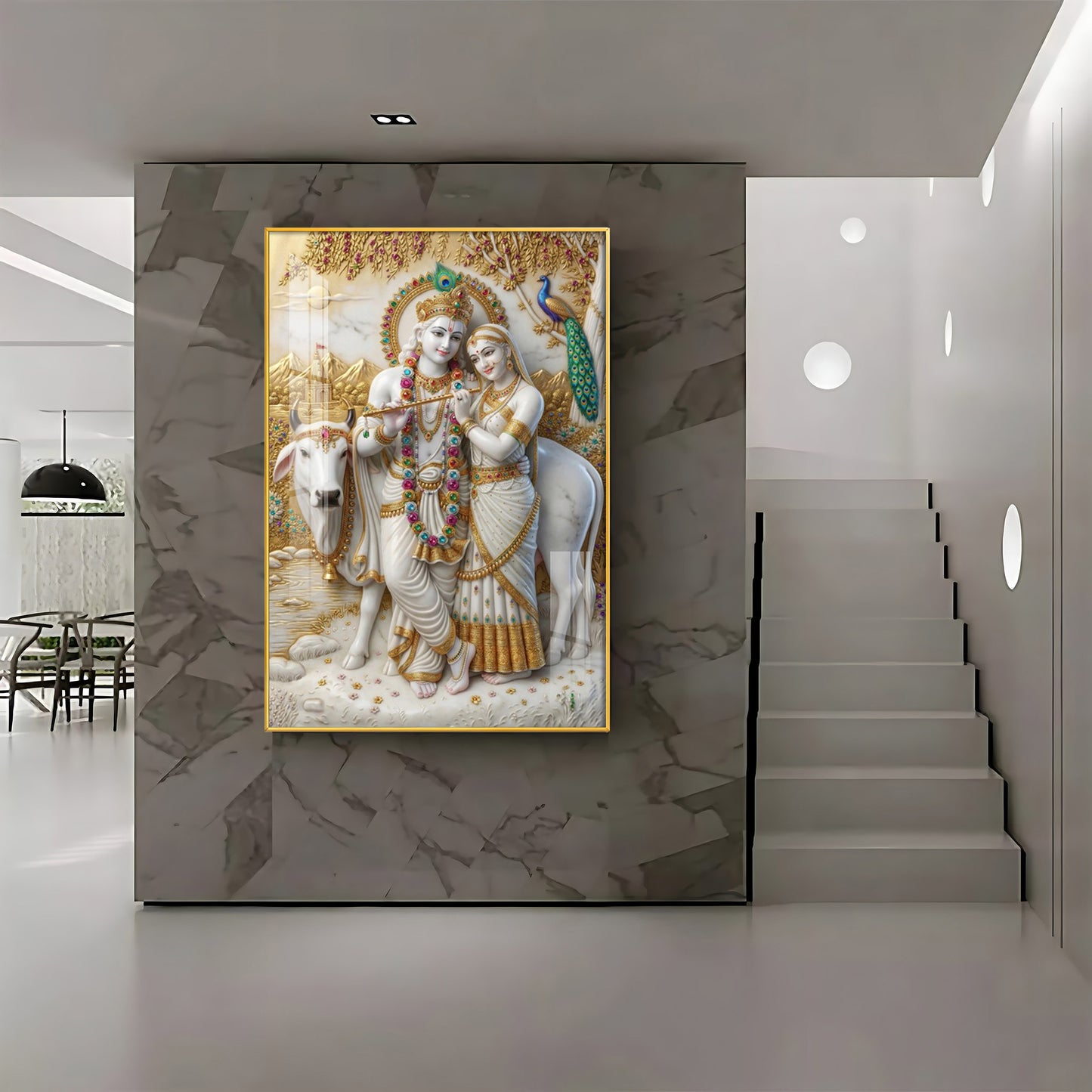 Serenity of Radha Krishna Premium Acrylic Vertical Wall Art