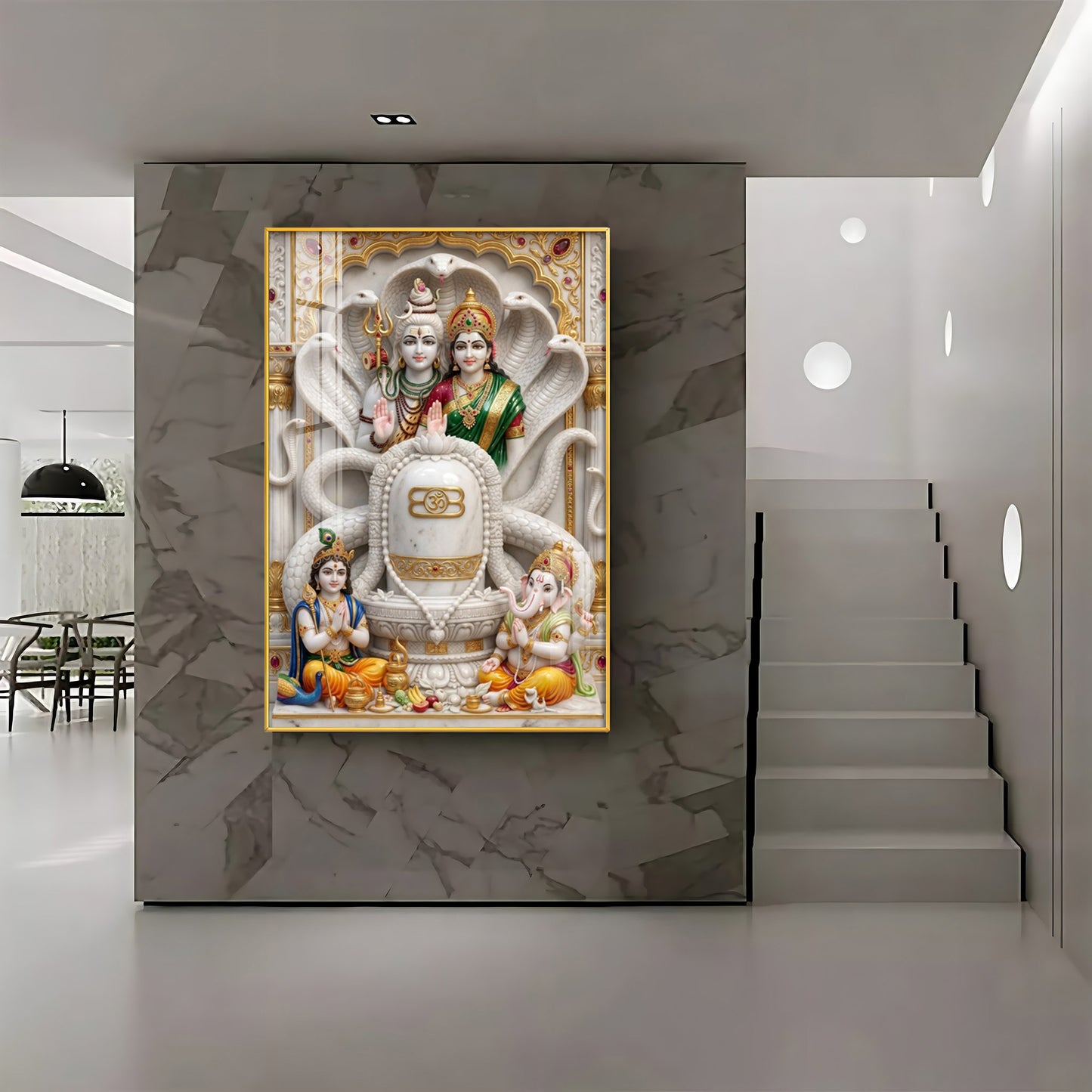 Shiv Parivar With Sivaling Premium Acrylic Vertical Wall Art