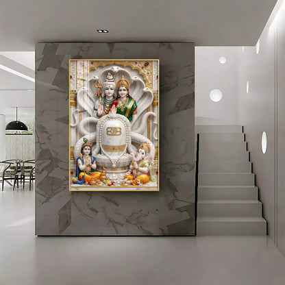 Shiv Parivar With Sivaling Premium Acrylic Vertical Wall Art